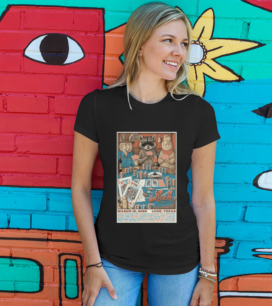 Luck Reunion March 19 2026 Luck Texas Poker Animals T-Shirt