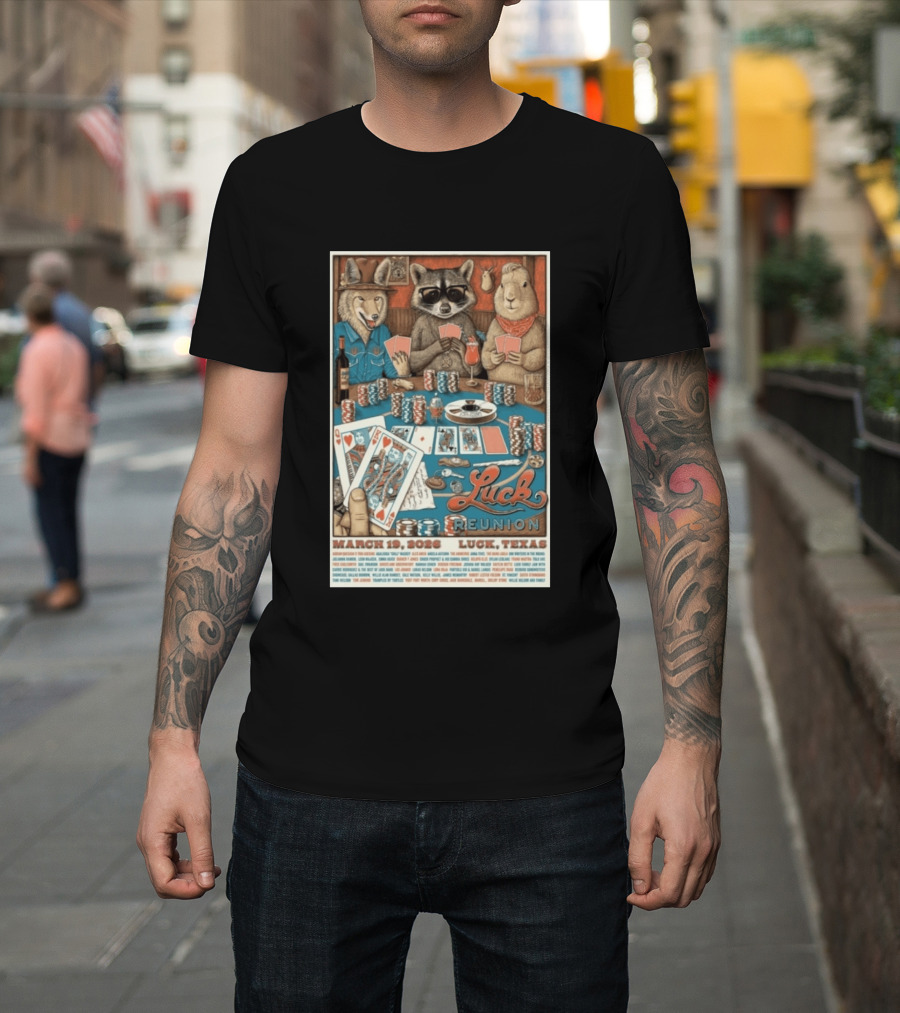 Luck Reunion March 19 2026 Luck Texas Poker Animals T-Shirt