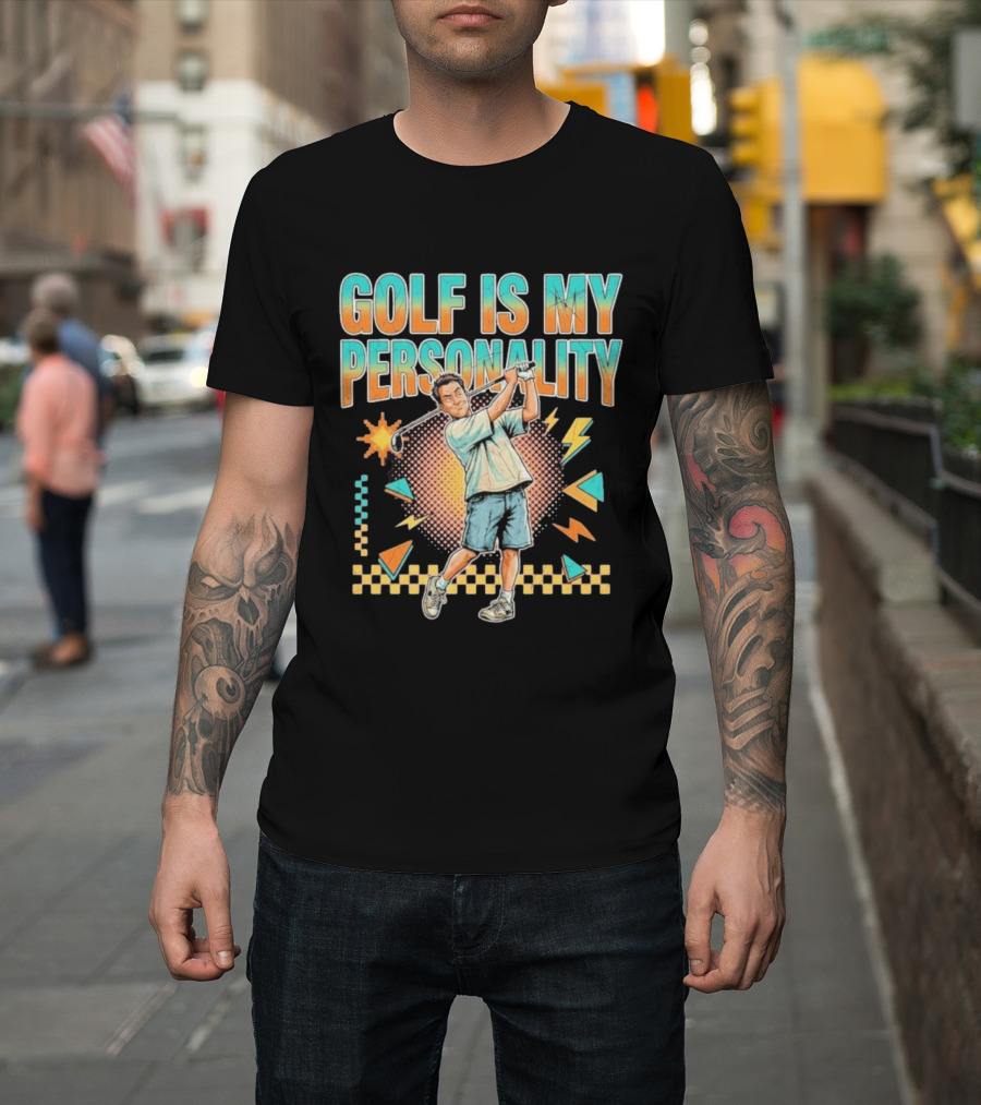 Golf Is My Personality Retro Style Swinging Golfer T-Shirt