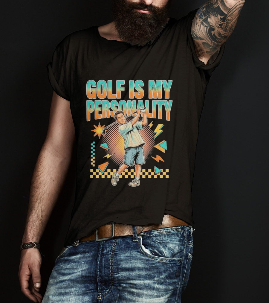 Golf Is My Personality Retro Style Swinging Golfer T-Shirt