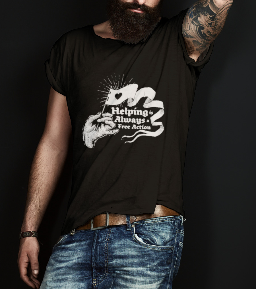 Mcelroy Helping Always Free Action Heart Banner Radiant T-Shirt