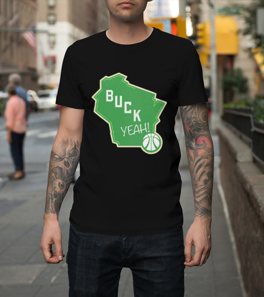 Buck Yeah Milwaukee Basketball Green Map T-Shirt