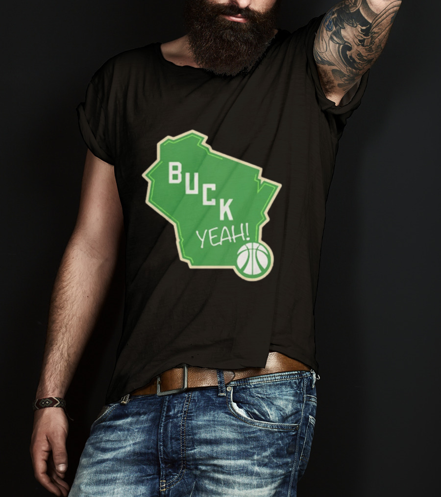 Buck Yeah Milwaukee Basketball Green Map T-Shirt
