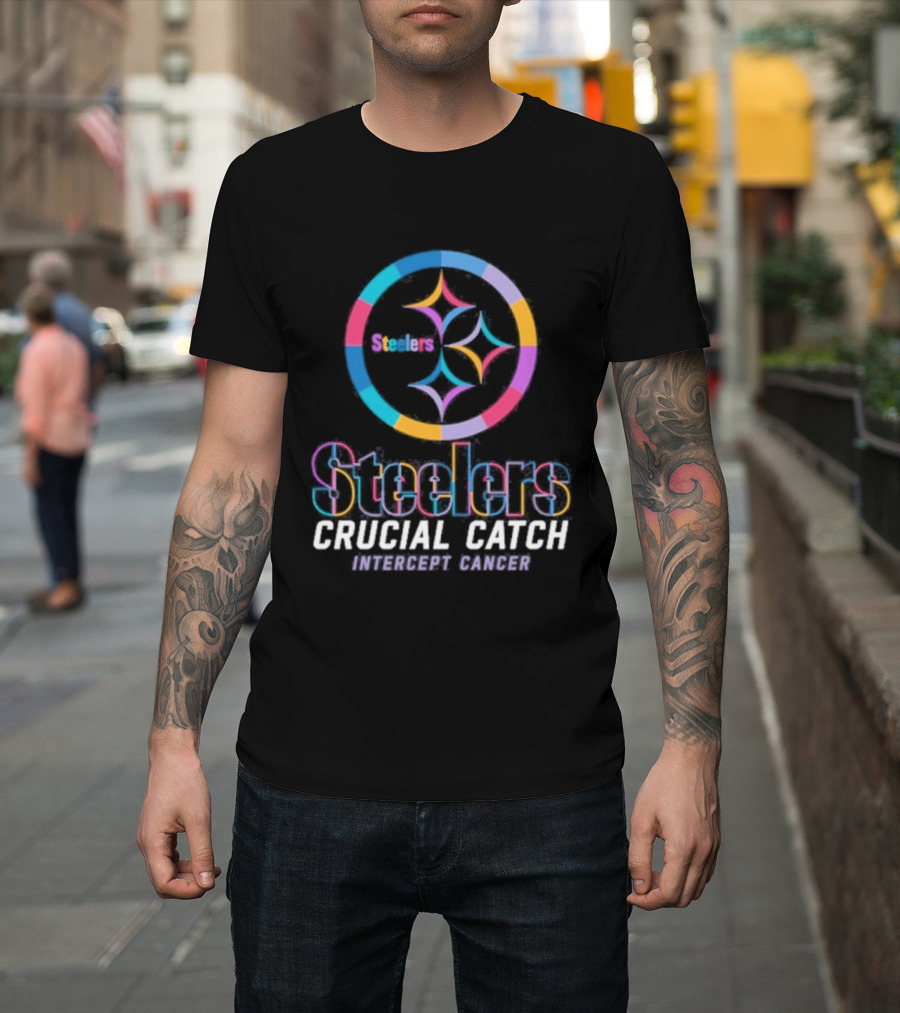 Pittsburgh Steelers Crucial Catch Intercept Cancer NFL Campaign T-Shirt