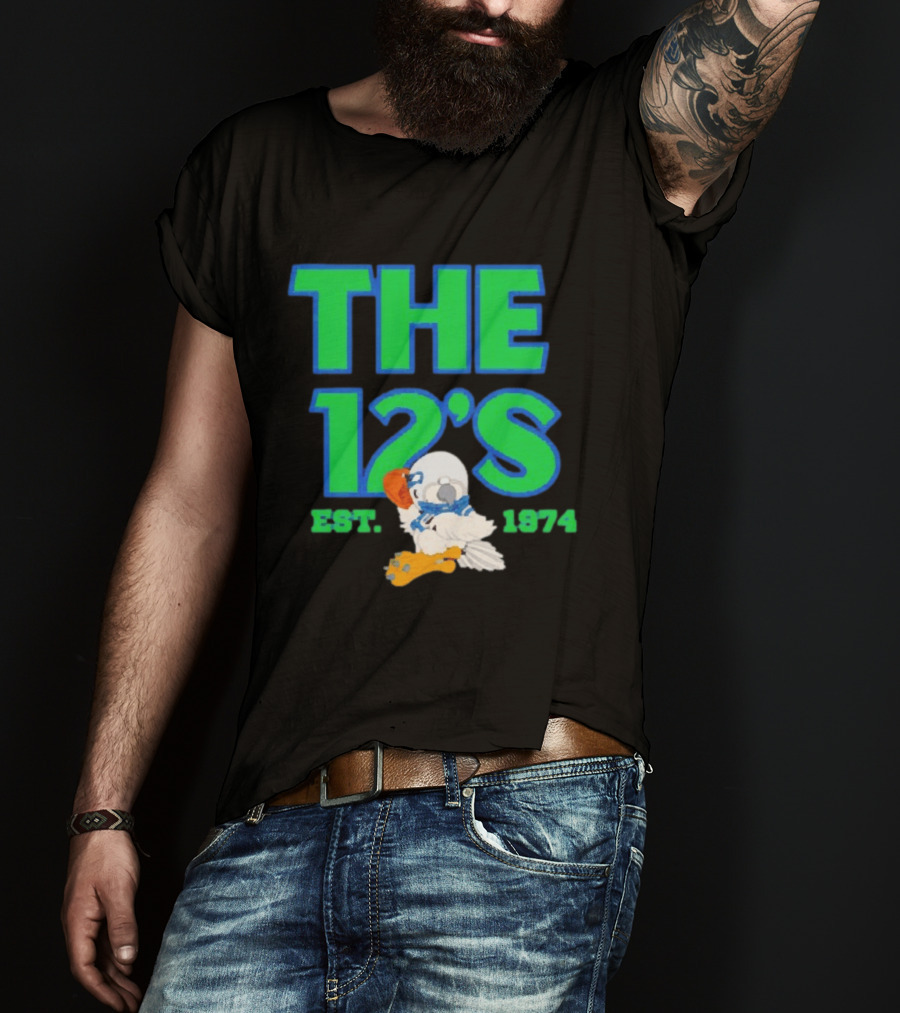 THE 12'S Est. 1974 Navy Grey Seattle Seahawks T-Shirt