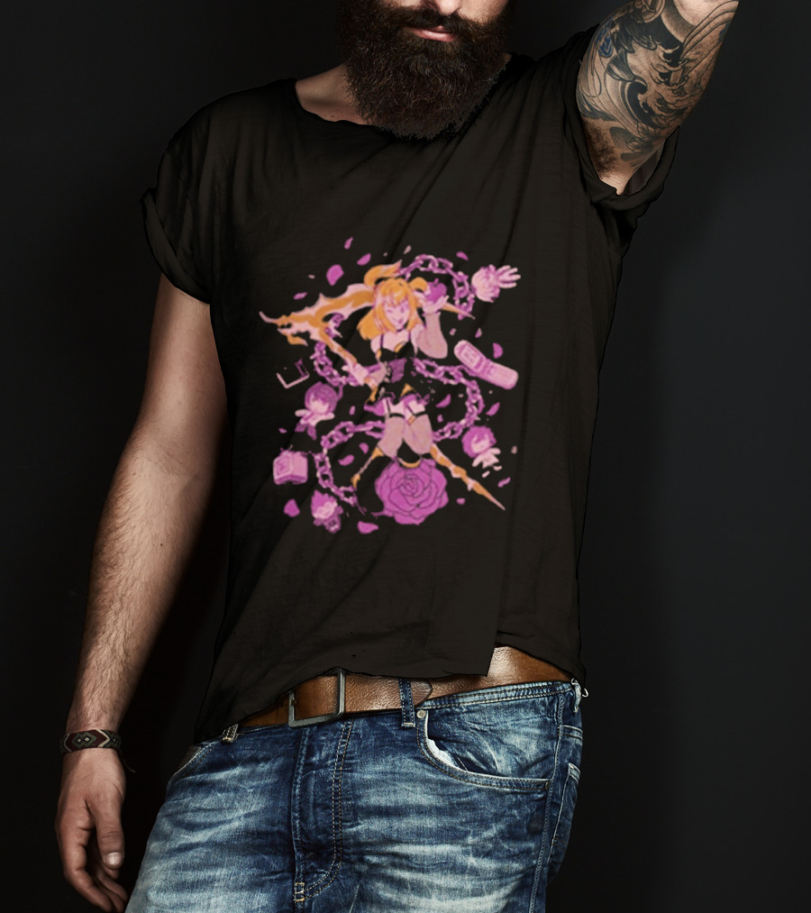 Angel Of Death Jav Anime Style Pink Chains And Rose T-Shirt