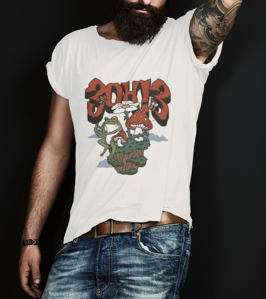 3Oh3 Mushroom Frog Fantasy With Bee And Flower T-Shirt