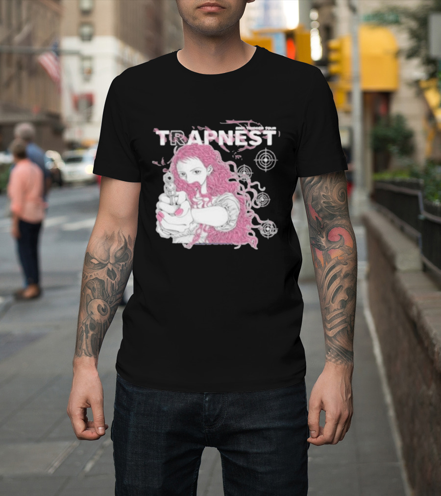 Trapnest Trigger Tour 2001 Anime Girl With Gun And Target T-Shirt