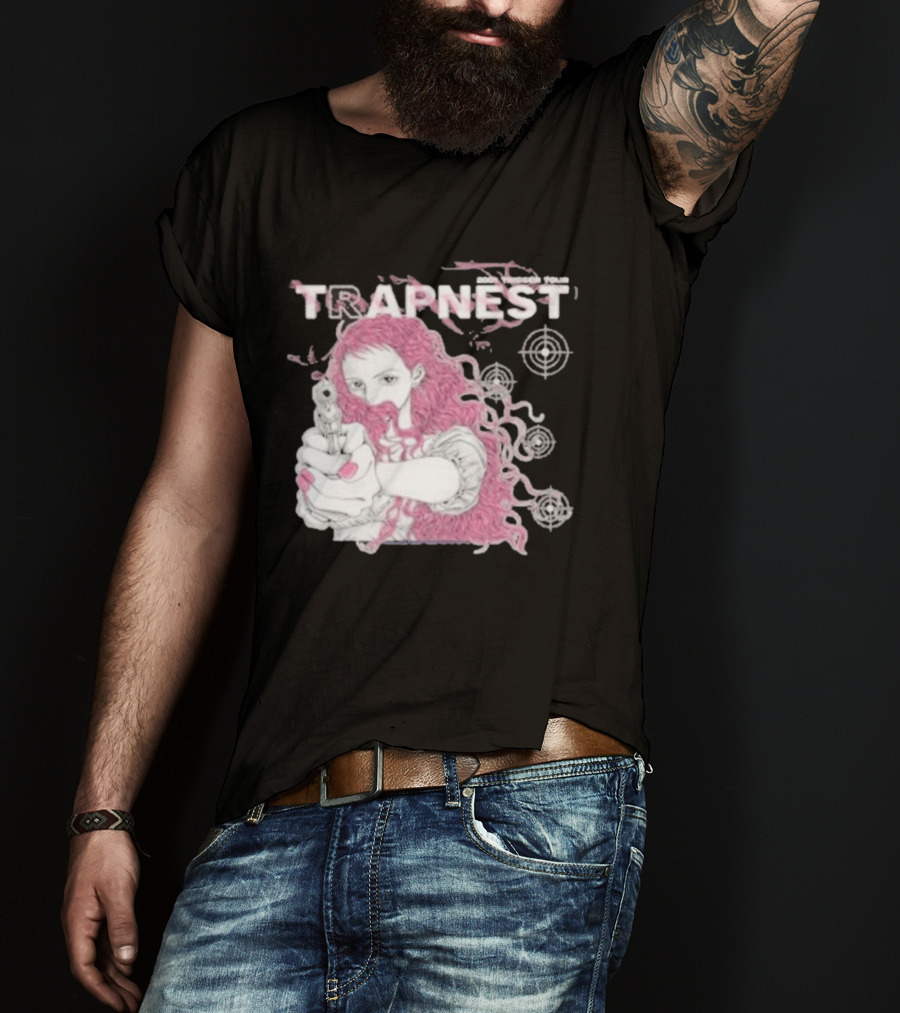 Trapnest Trigger Tour 2001 Anime Girl With Gun And Target T-Shirt