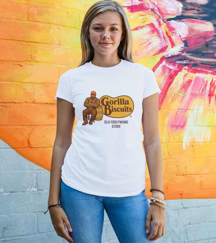 Cracker Barrel Gorilla Biscuits Old Foolywang Store Rustic Man And Barrel T-Shirt