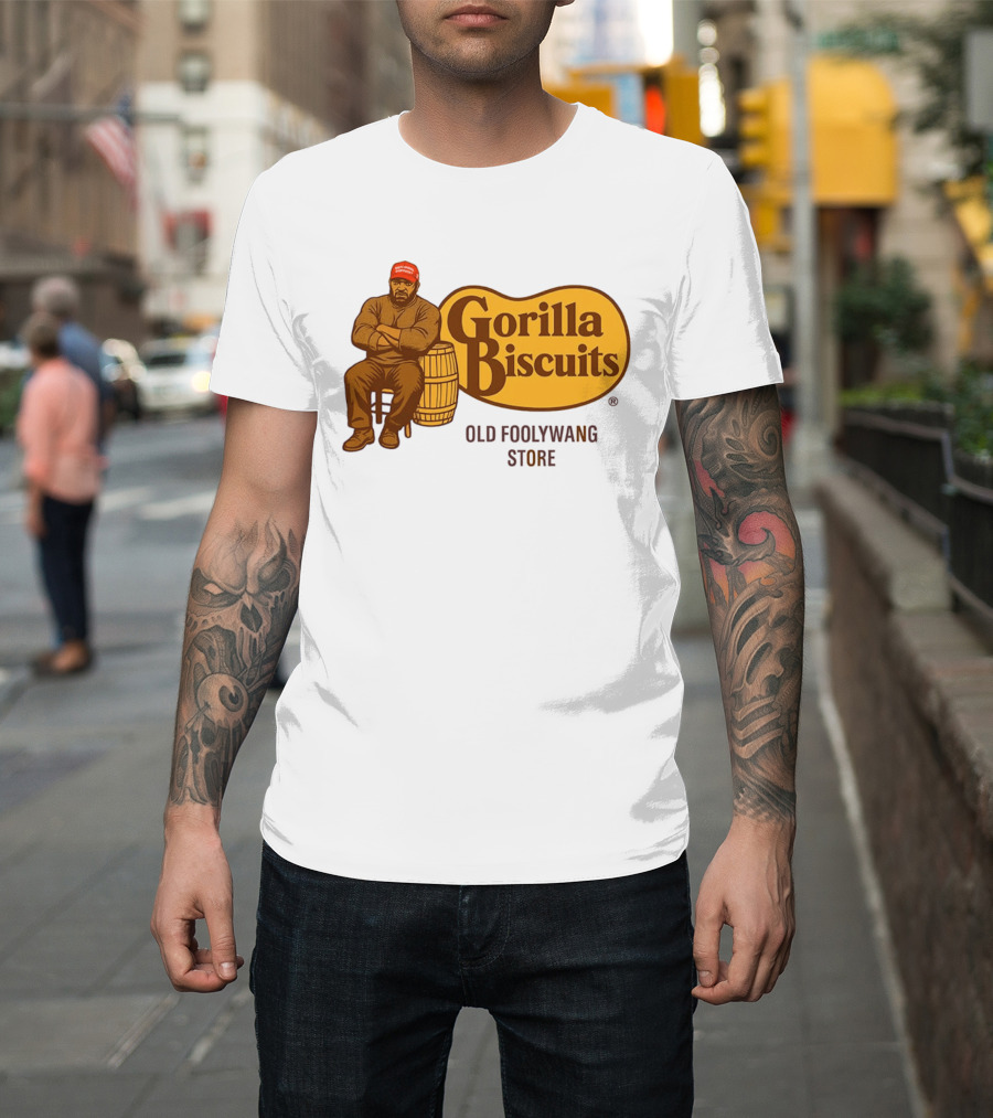 Cracker Barrel Gorilla Biscuits Old Foolywang Store Rustic Man And Barrel T-Shirt