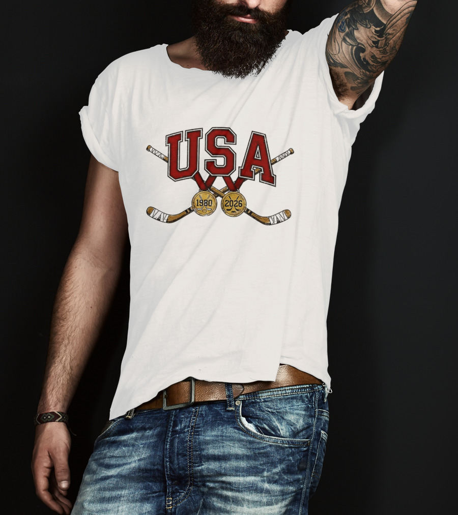 USA Hockey Iconic Gold Medal 1980 2026 Celebration T-Shirt