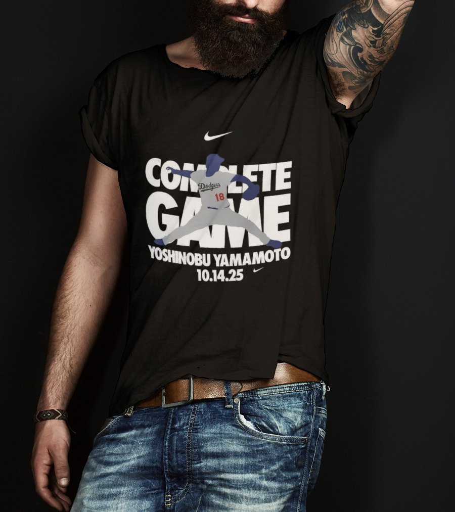 Yoshinobu Yamamoto Complete Game 10.14.25 Nike MLB Dodgers T-Shirt