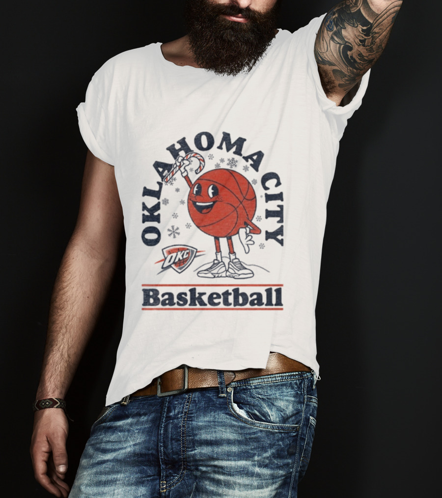 Oklahoma City Basketball Cartoon OKC Winter T-Shirt