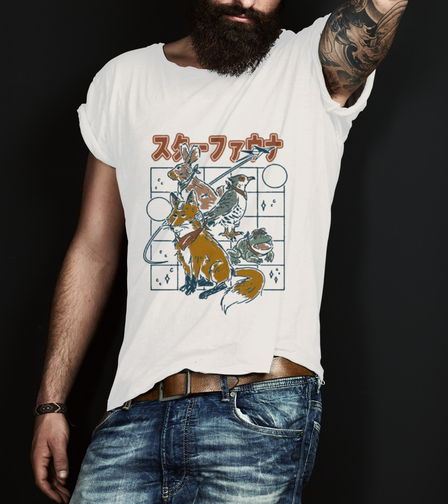 Star Fauna Henrique Torres Rabbit Fox Turtle Bird Japanese T-Shirt