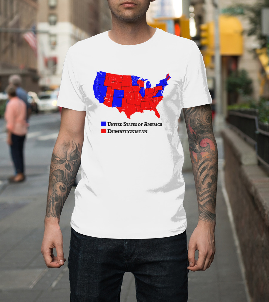 United States Of America Dumbfuckistan Map Red Blue States T-Shirt
