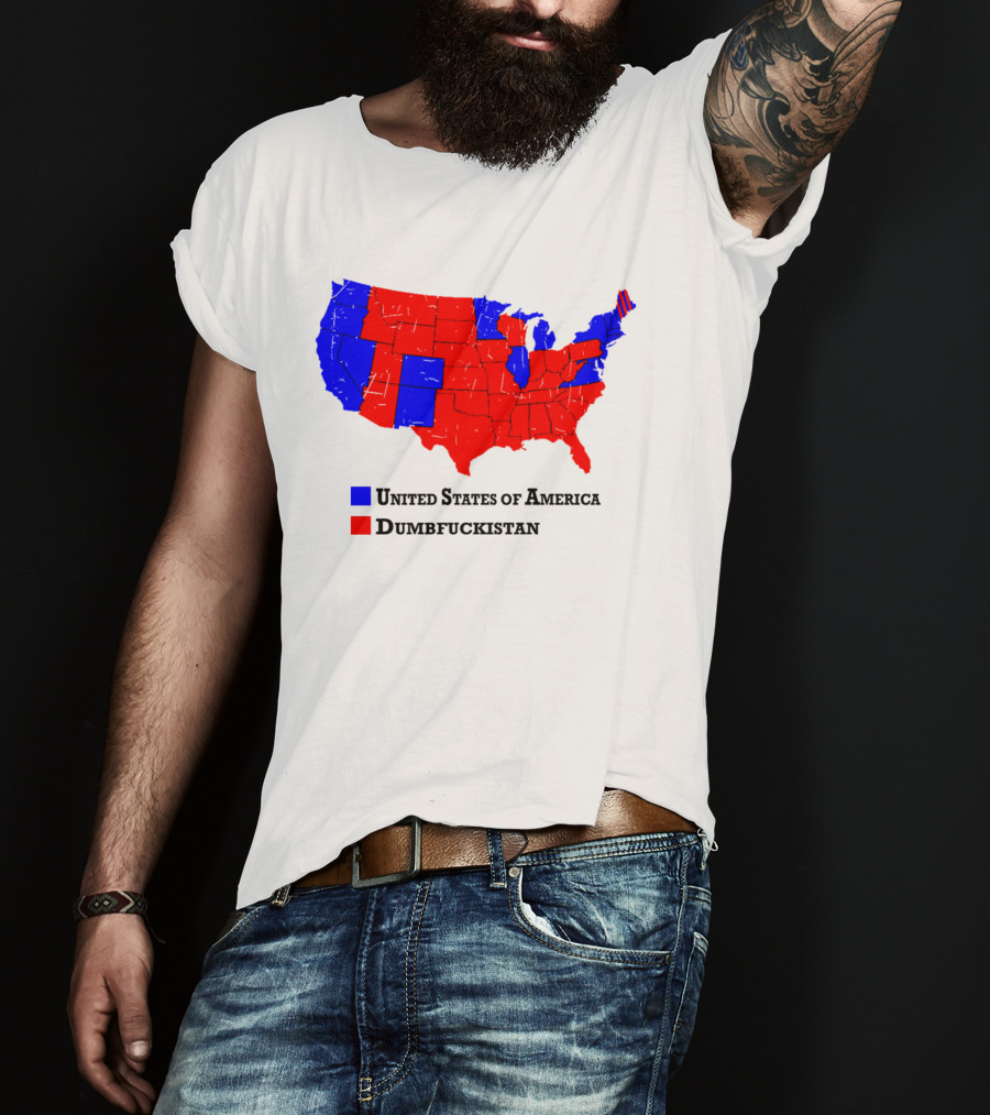 United States Of America Dumbfuckistan Map Red Blue States T-Shirt