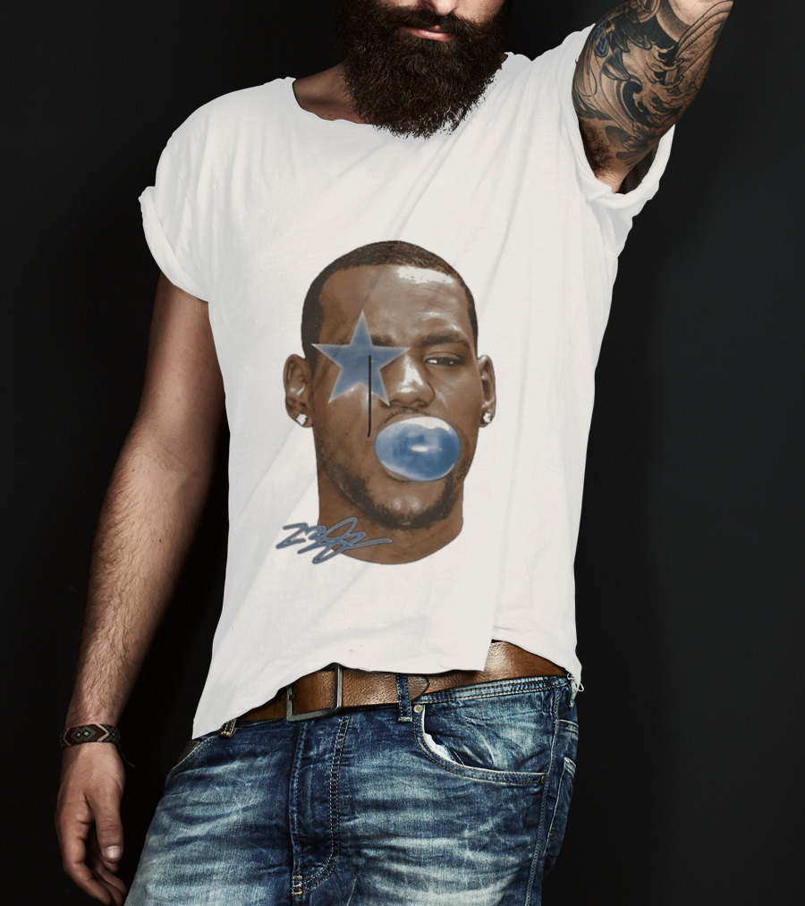 Lebron James Bubble Gum Blue Star Face T-Shirt