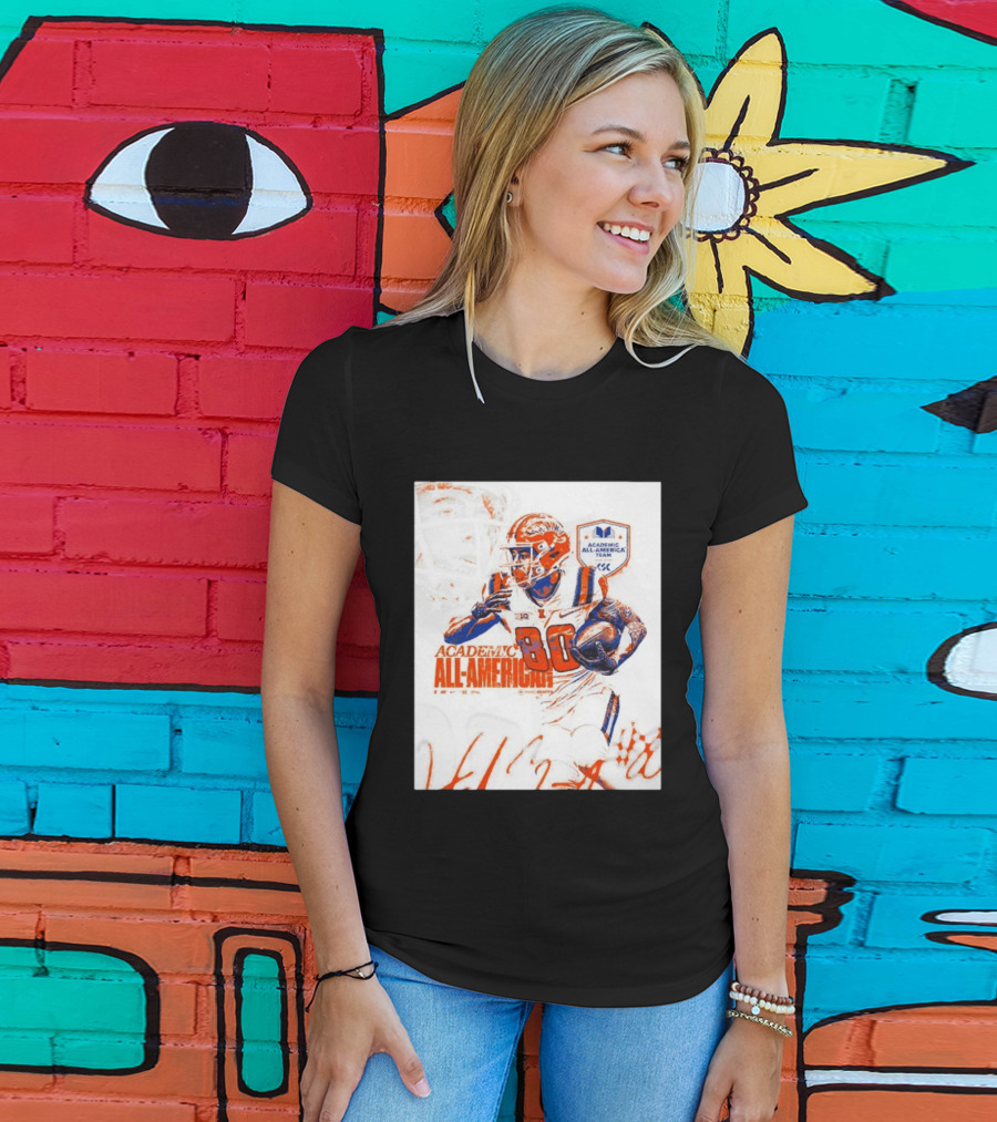 Academic All American Hank Beatty 80 Illinois Fighting Illini Football Team T-Shirt
