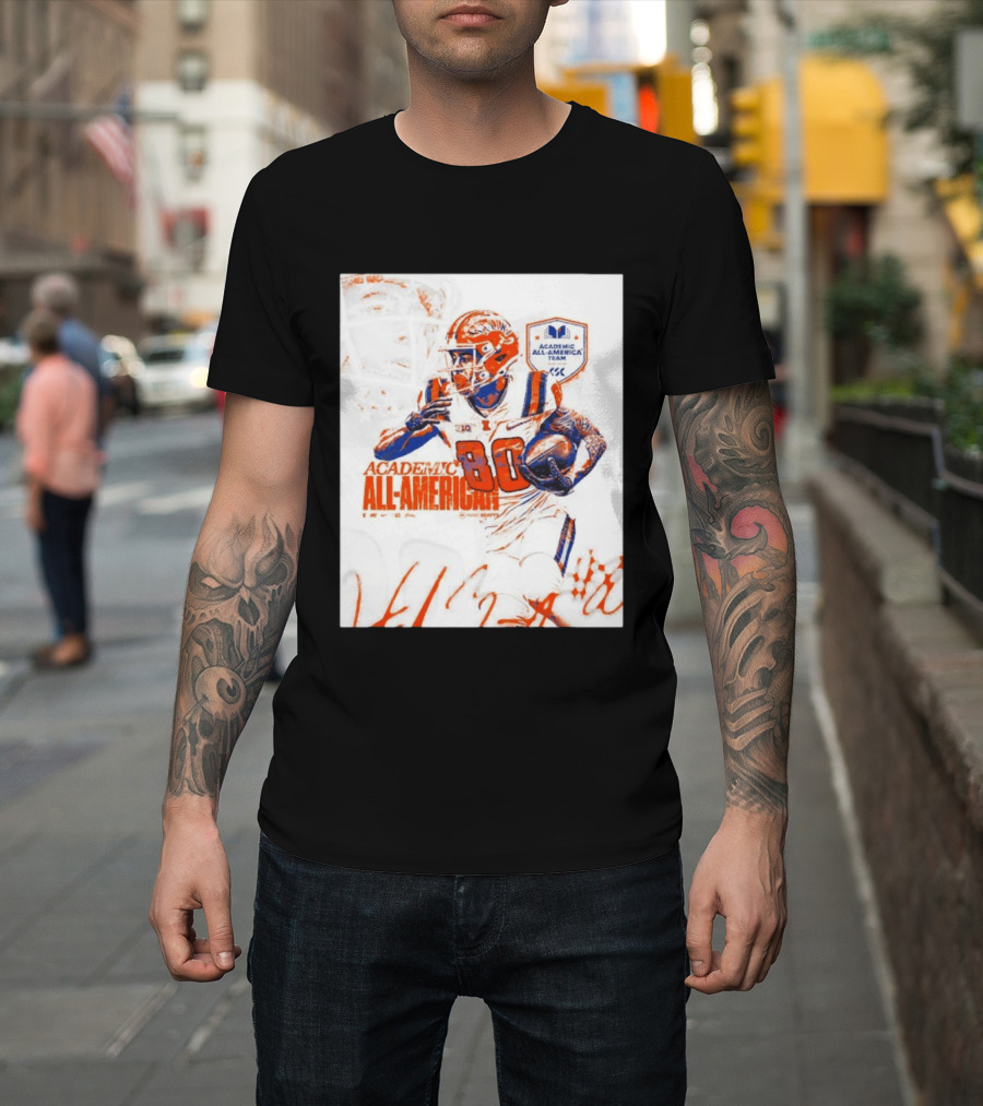 Academic All American Hank Beatty 80 Illinois Fighting Illini Football Team T-Shirt