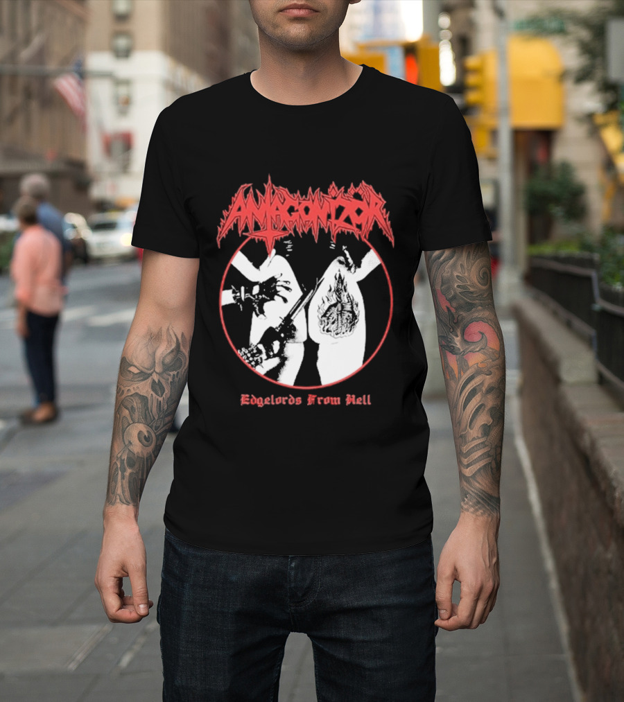Antagonizör Edgelords From Hell Metal Band Aesthetic T-Shirt