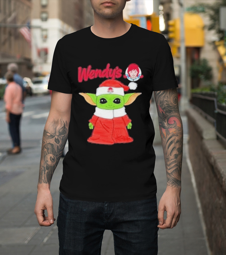 Wendy's Baby Yoda Santa Christmas T-Shirt