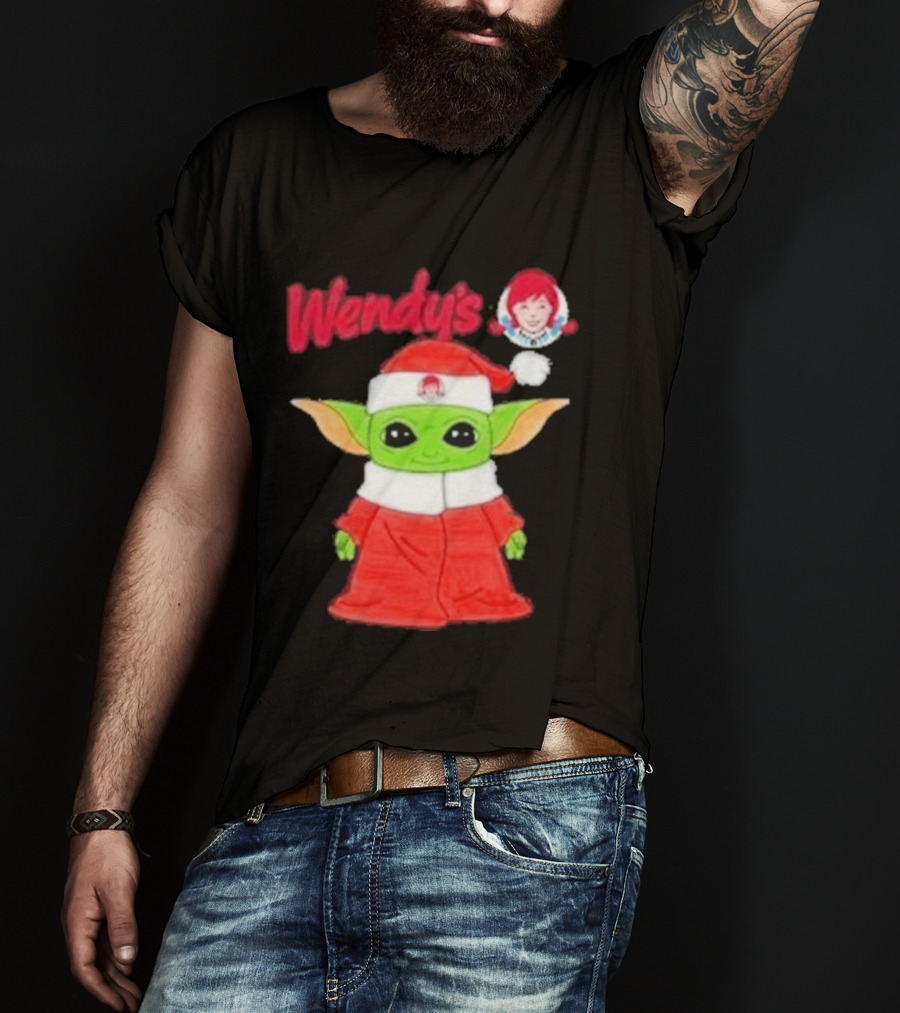 Wendy's Baby Yoda Santa Christmas T-Shirt