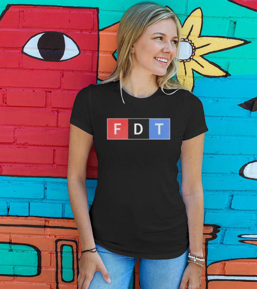 FDT Anti Trump Red Black Blue Block Letters T-Shirt