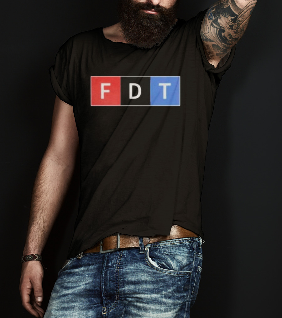 FDT Anti Trump Red Black Blue Block Letters T-Shirt