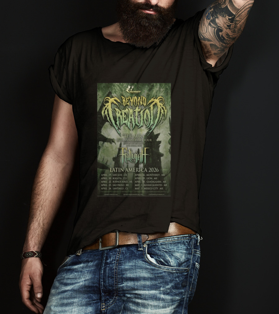 Beyond Creation Fallujah Aura 15th Anniversary Latin America 2026 Tour Dates T-Shirt