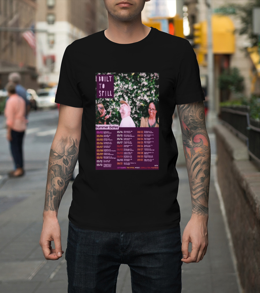 Built To Spill Summer Dates Tour 2026 Lily Seabird The Hypos Wussy Guerilla Toss Playdate T-Shirt