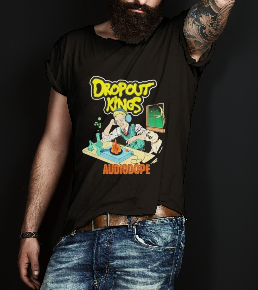 Dropout Kings Audio Dope Scientist Listening With Headphones And Chemistry Setup T-Shirt