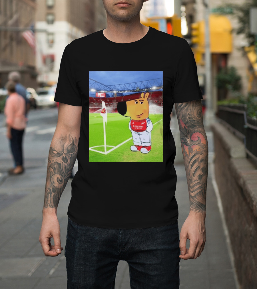 Chill Cartoon Dog In Arsenal Kit At Stadium Awaiting UCL Victory T-Shirt