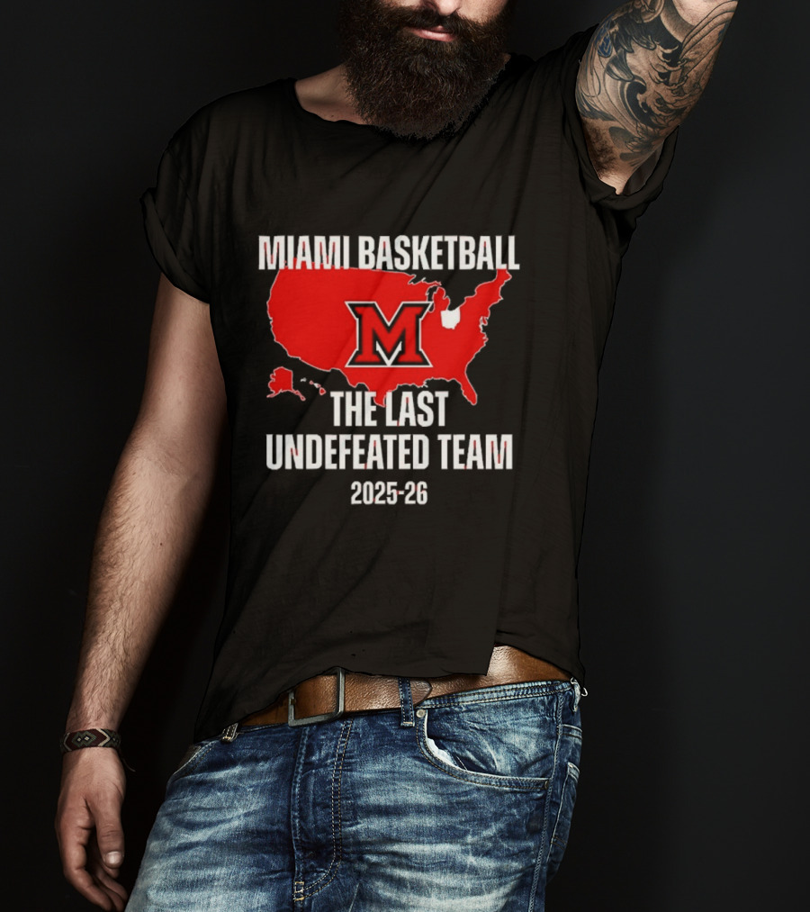 Miami Basketball RedHawks The Last Undefeated Team 2025 26 USA Map T-Shirt