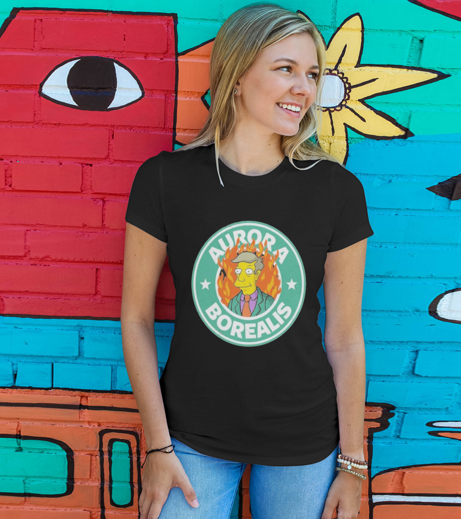 Aurora Borealis Skinnerbucks Green Circle Fire T-Shirt