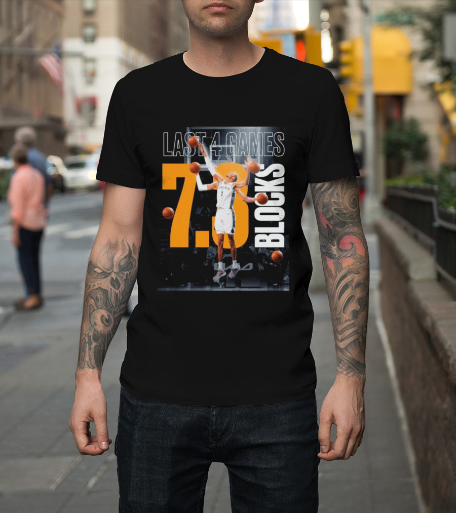 Victor Wembanyama Spurs Last 4 Games 7.3 Blocks Performance T-Shirt
