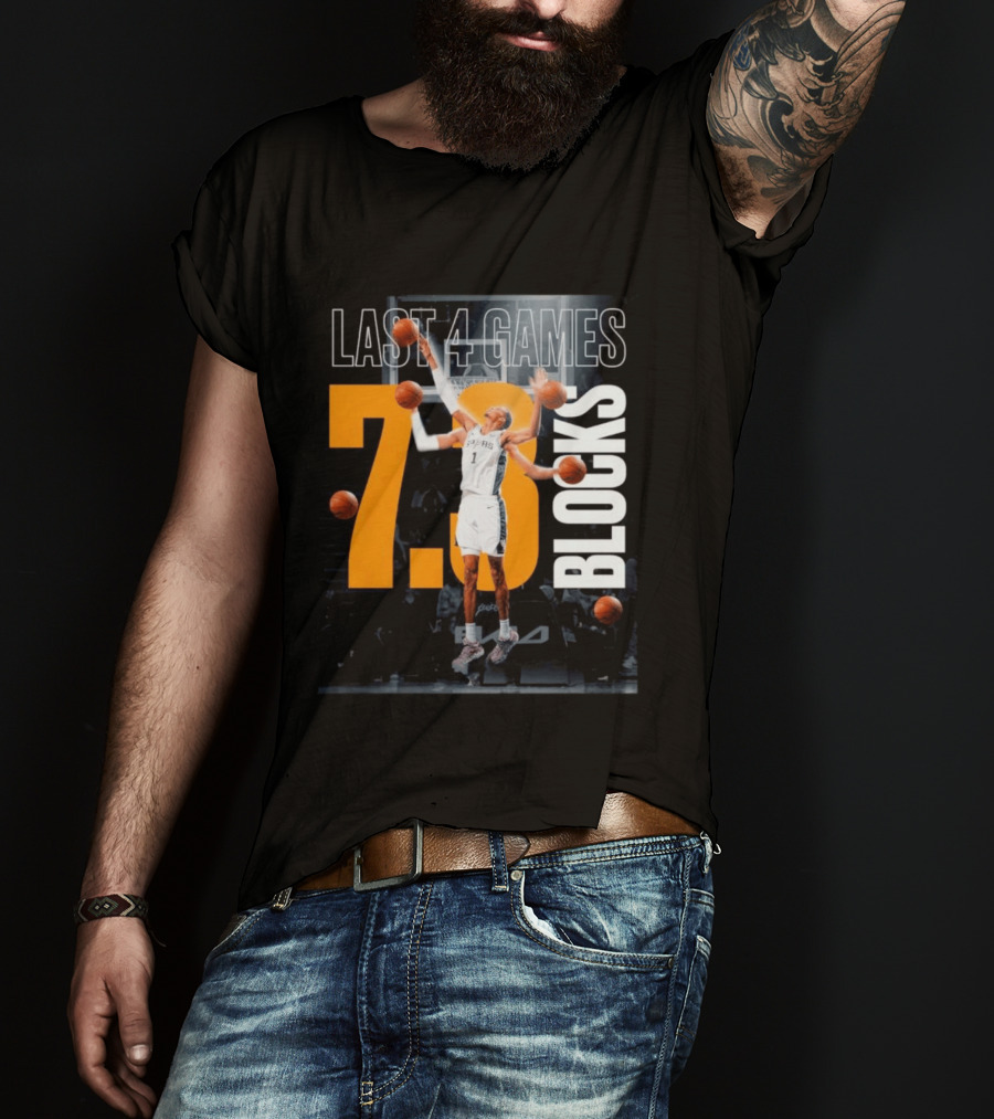 Victor Wembanyama Spurs Last 4 Games 7.3 Blocks Performance T-Shirt
