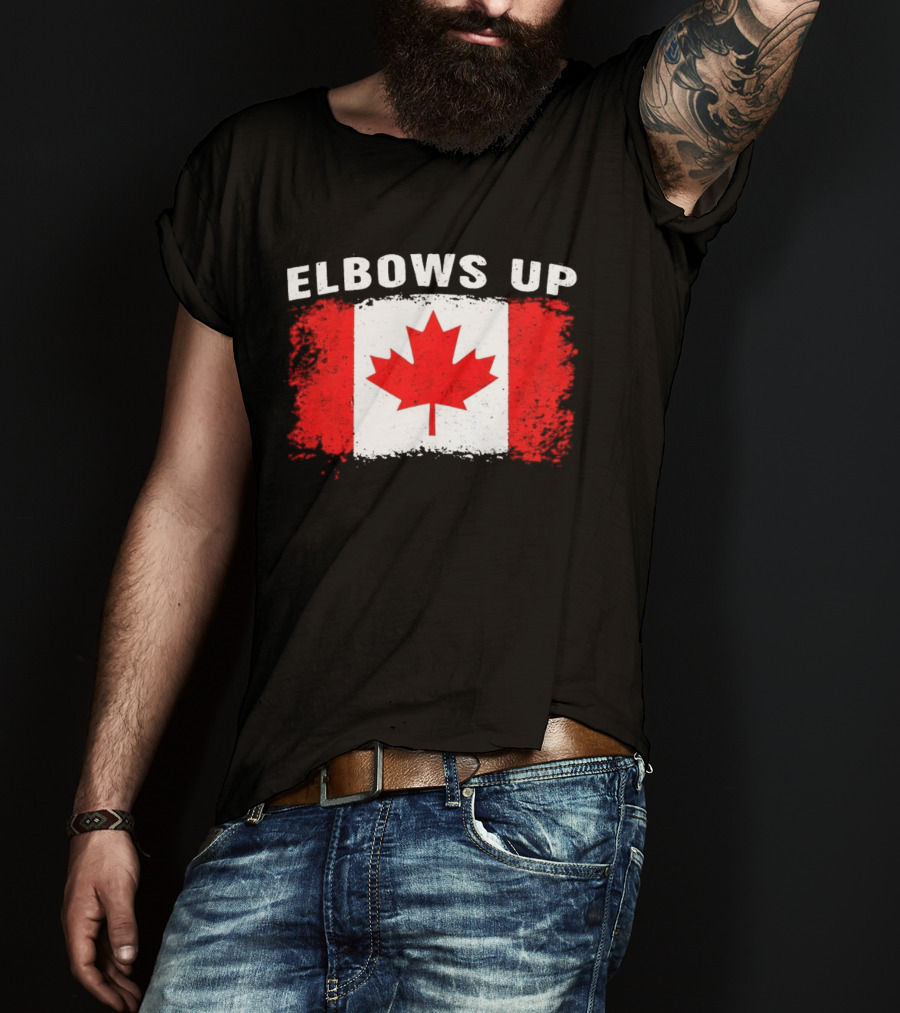 Elbows Up Canada Flag Maple Leaf T-Shirt