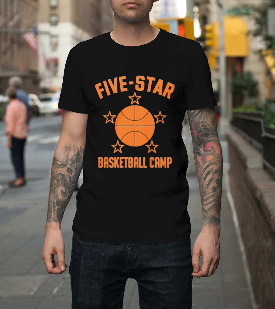 Five Star Basketball Camp Iconic Orange Basketball And Stars T-Shirt