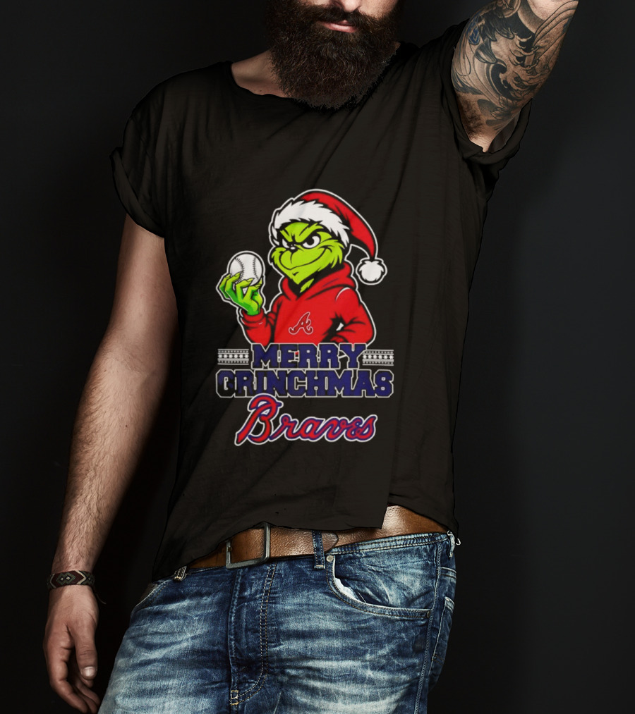 Atlanta Braves Grinch Santa Merry Grinchmas 2025 T-Shirt