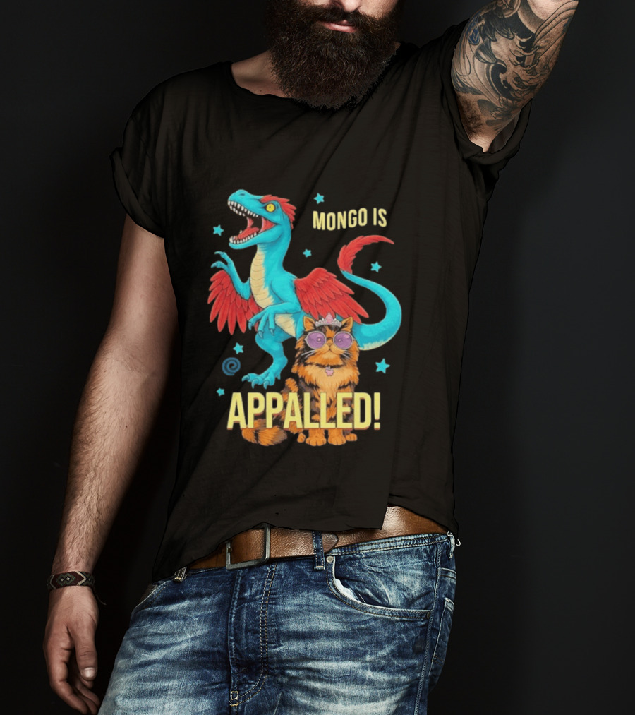 Mongo Is Appalled Princess Cat Riding Dinosaur With Stars T-Shirt