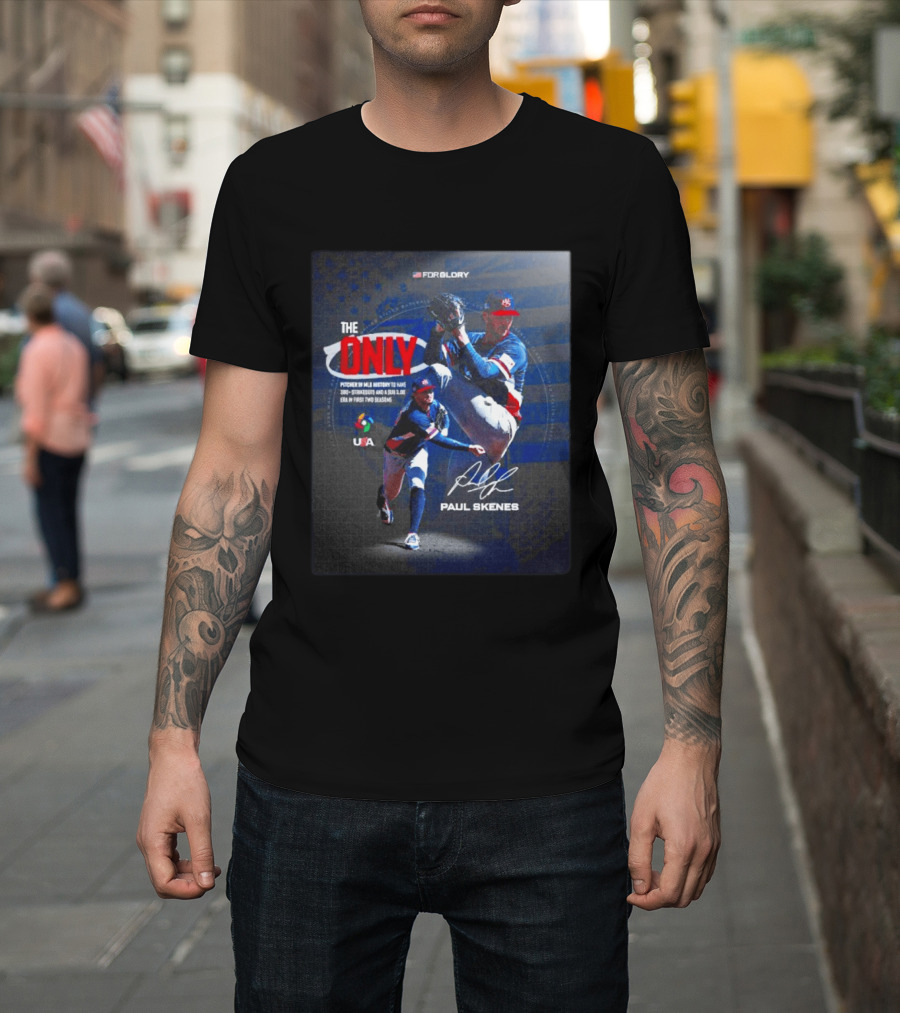 FORGLORY USA Baseball Paul Skenes The Only Pitcher In MLB History 380 Strikeouts And Sub 3.00 ERA T-Shirt