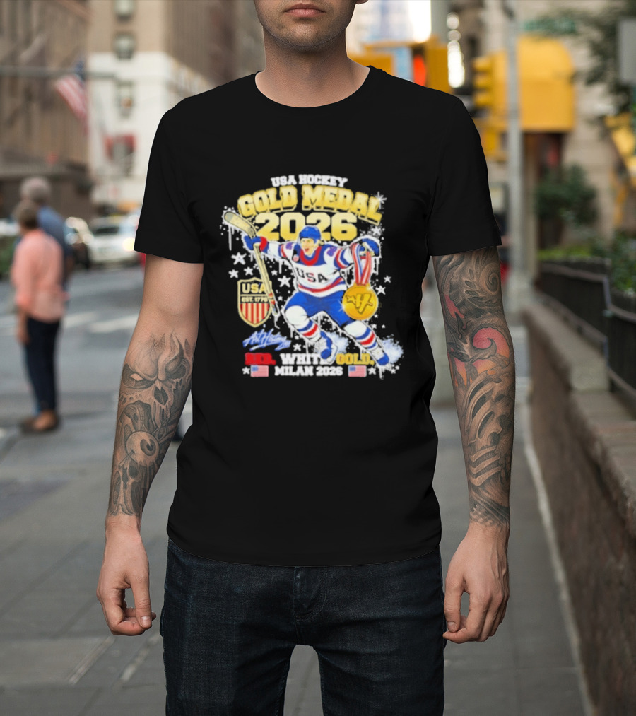 USA Hockey Gold Medal 2026 White Gold Milan 2026 USA T-Shirt