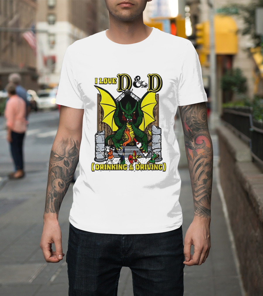 I Love D&D Drinking & Driving Dragon T-Shirt