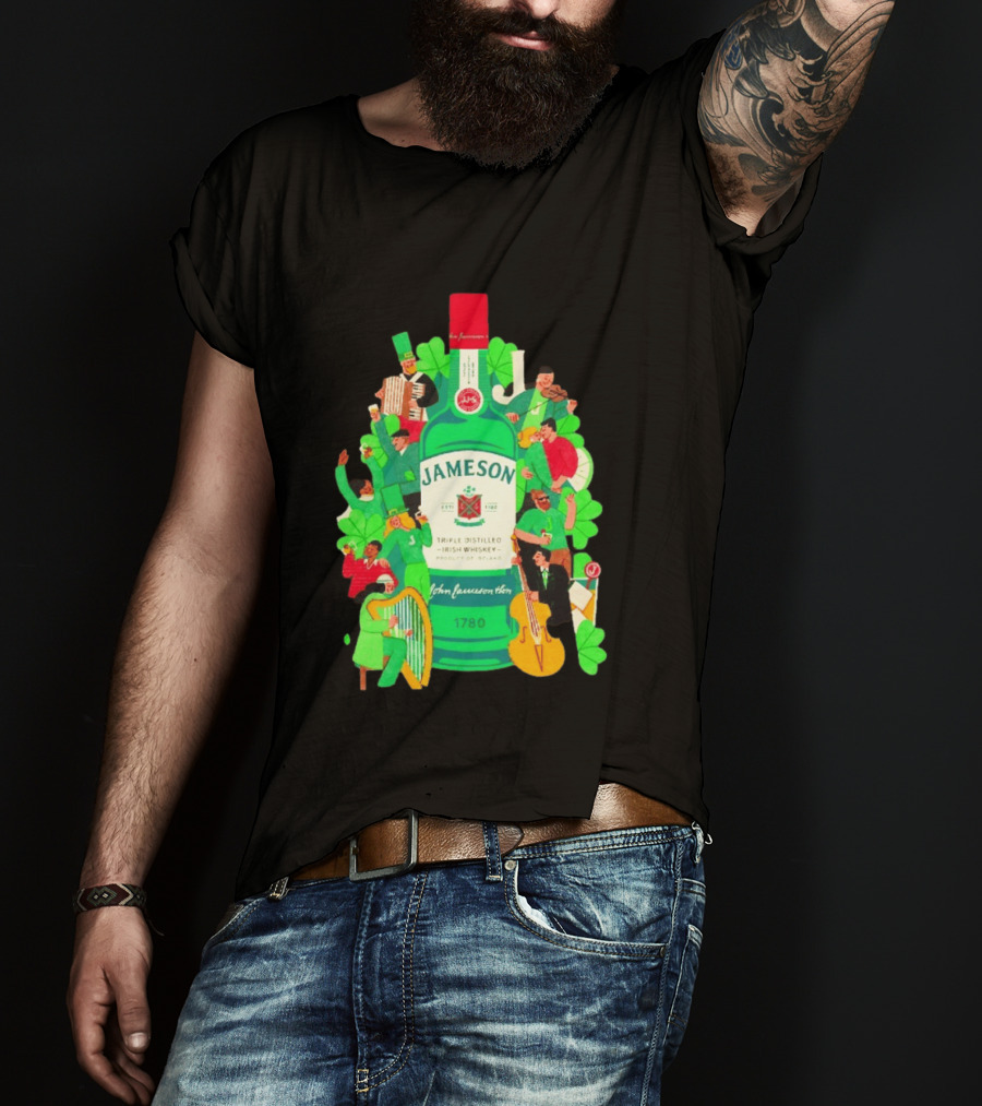 Jameson Triple Distilled Irish Whiskey 1780 St. Patrick's Day Celebration Bottle T-Shirt