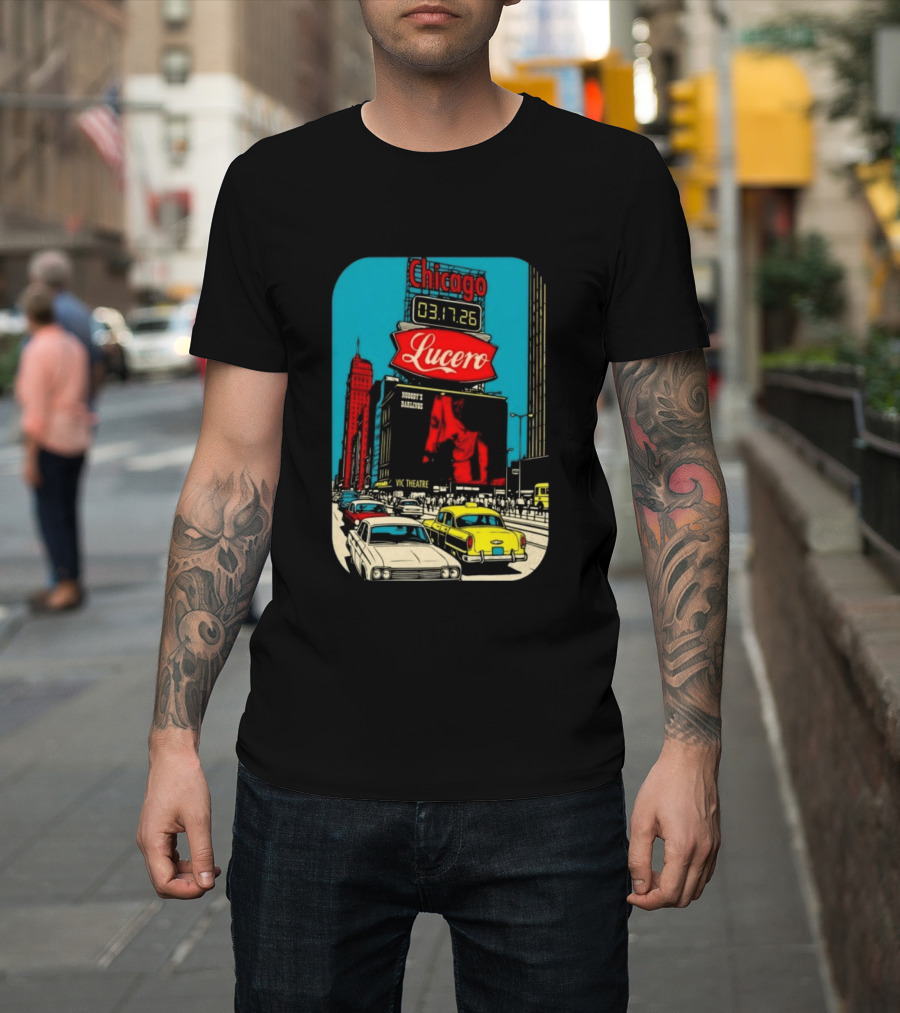 Chicago Lucero Tour March 17 2026 Vic Theatre Vintage Look T-Shirt
