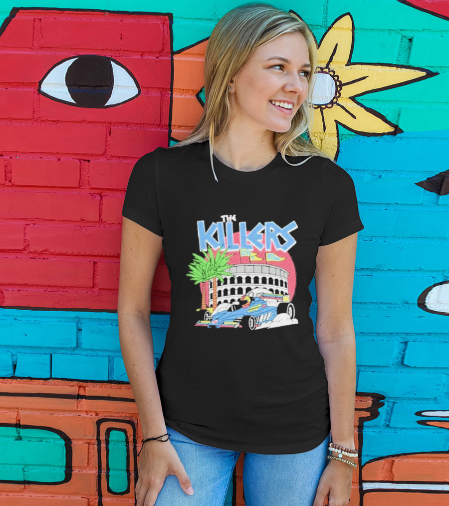 The Killers Hot Fuss Palm Trees Race Car Stadium Scene T-Shirt