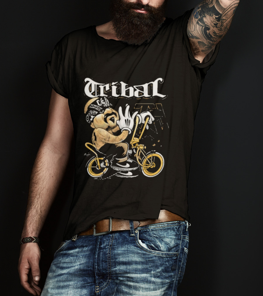 Tribal Origi Bike Character Riding Streetwear T-Shirt