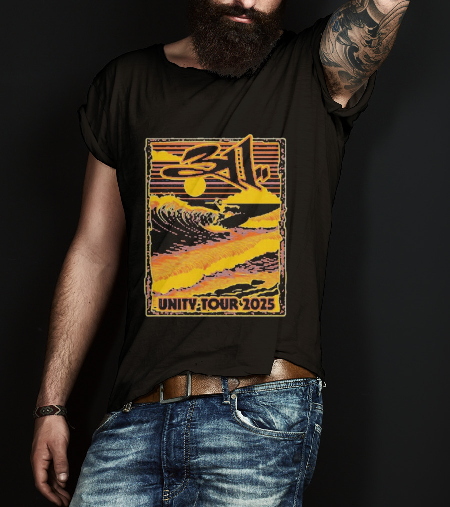 311 Unity Tour 2025 Surfer Wave Art With Sunset T-Shirt
