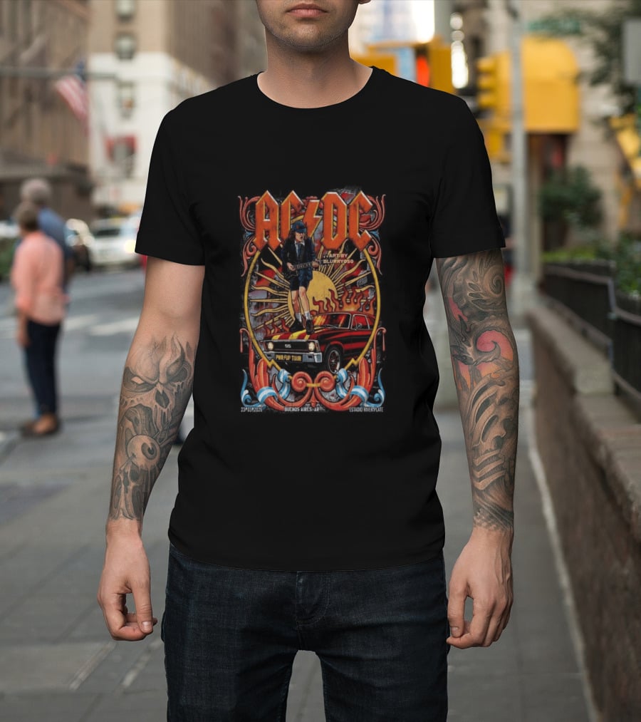 AC DC Power Up Tour March 23 2026 Estadio River Plate Buenos Aires Argentina Art by Blurryoso T-Shirt